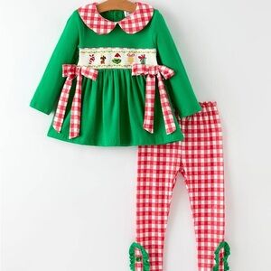 Green and Red Plaid Toddler Outfit